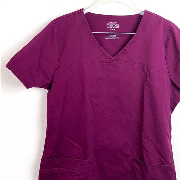 Cherokee Workwear Purple Scrub Top - Picture 2 of 7